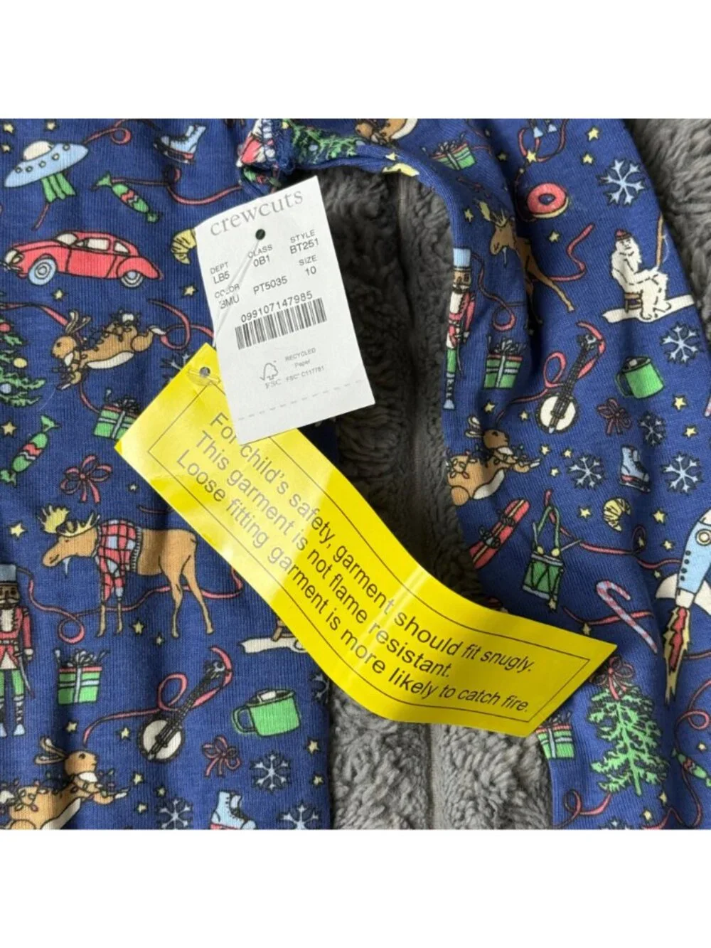NWT J. Crew crewcuts Navy Winter Print Kids Pajama Set Size 10